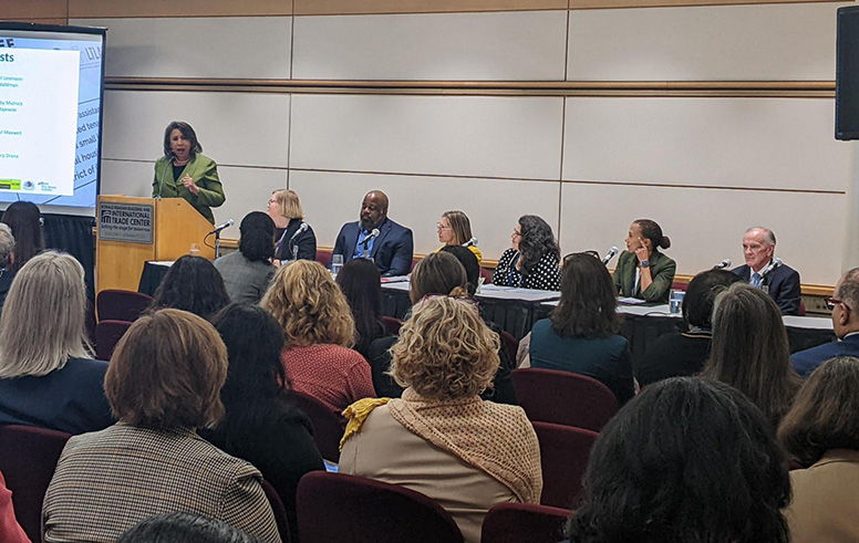 D.C. Court of Appeals Chief Judge Anna Blackburne-Rigsby (far left) opened the access to justice panel at the Judicial & Bar Conference on April 28.