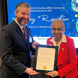 D.C. Affairs Community Steering Committee cochair Austin Ownbey, Congresswoman Eleanor Holmes Norton