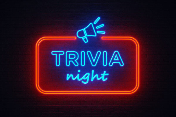 neon sign "trivia night"