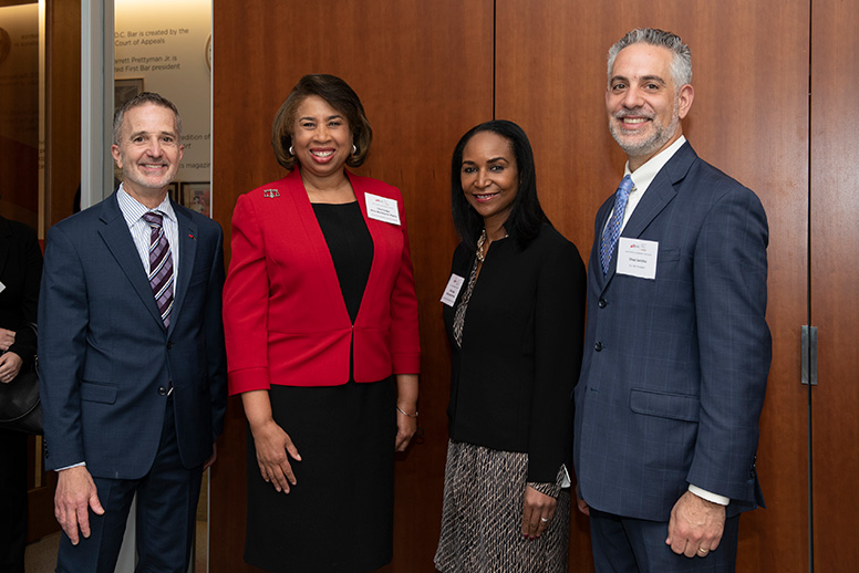 From left to right: D.C. Bar CEO Robert Spagnoletti, D.C. Court of Appeals Chief Judge Anna Blackburne-Rigsby, D.C. Superior Court Chief Judge Anita Josey-Herring, D.C. Bar President Chad Sarchio