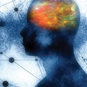 Person and brain illustration