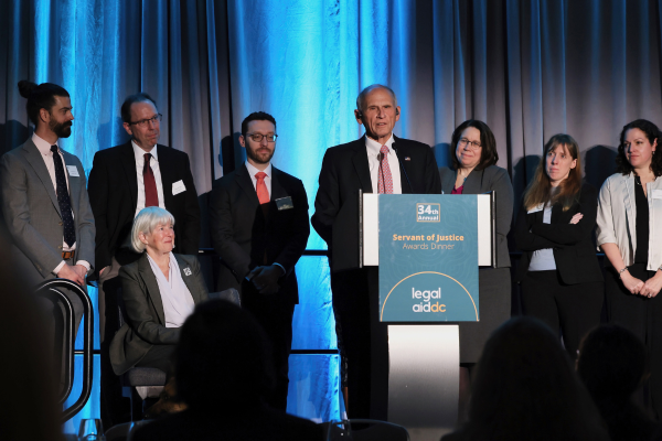 awardees on stage at podium