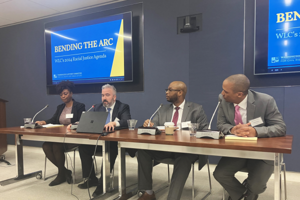 From left to right: WLC’s Marja Plater, Dennis Corkery, Kelechi Agbakwuru, and Ryan Downer.