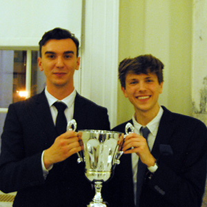 The winning Georgetown Law team of Juli Dajci (left) and Tyler Viljaste